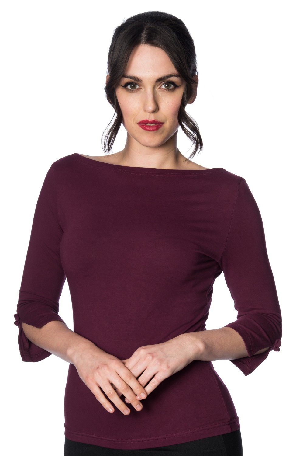 Banned Retro 50s Oonagh Aubergine Top