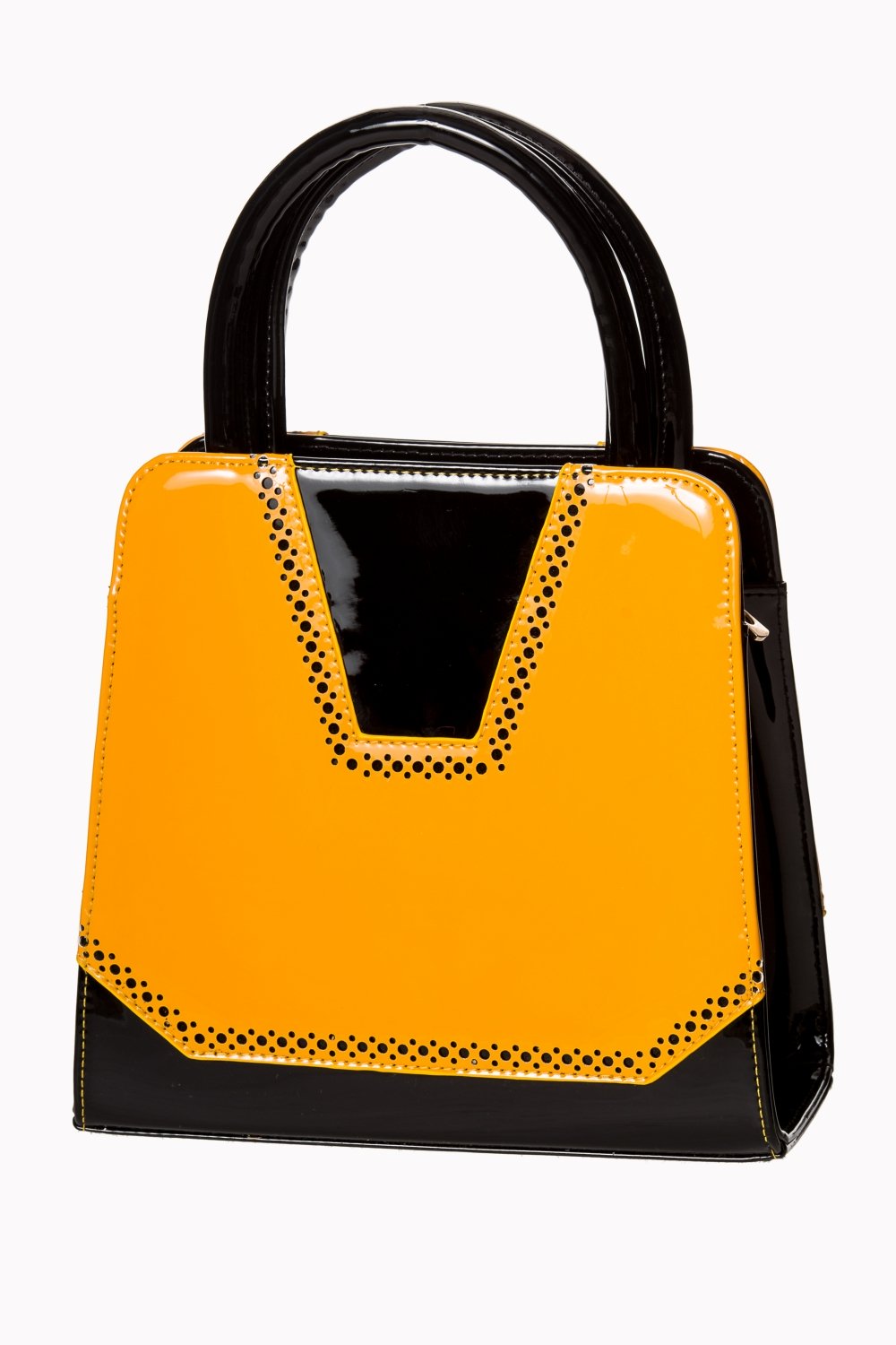 Luxurious 50s Mustard Black Patent Rockabilly Tote Bag