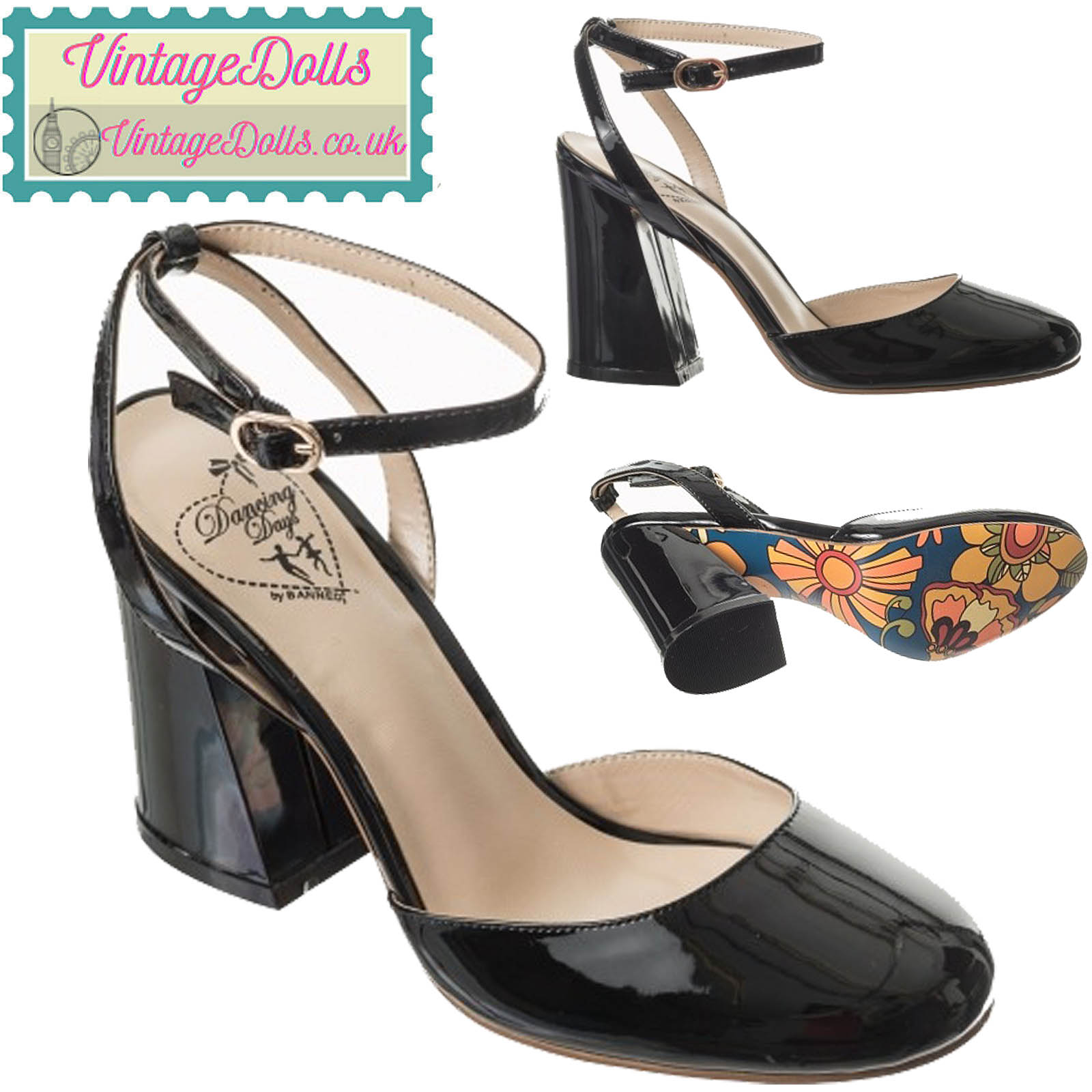 Banned Retro 70s Unforgettable Patent Shoes In Black