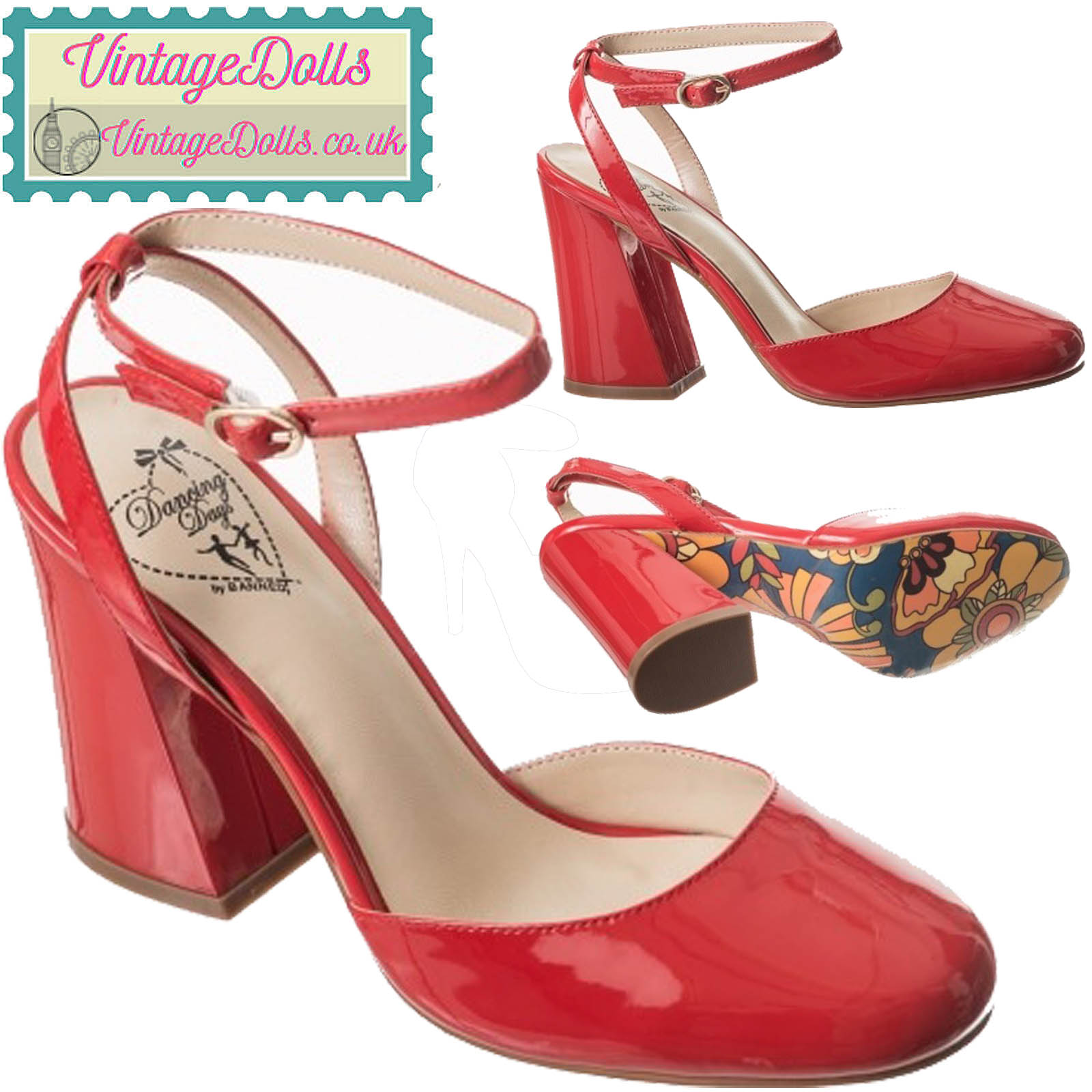 Banned Retro 70s Unforgettable Patent Shoes In Red