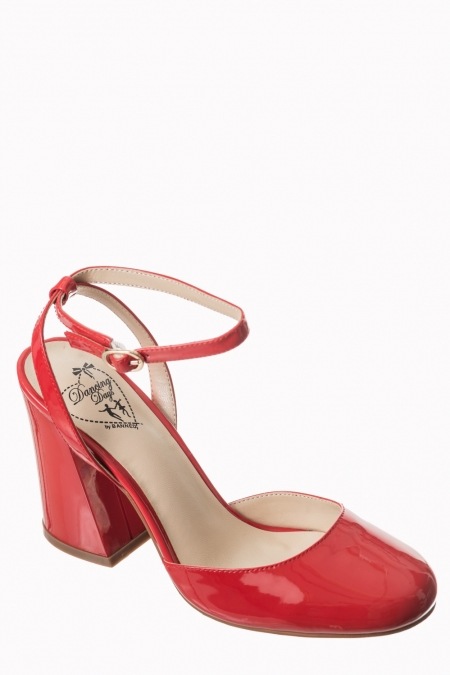 Banned Retro 70s Unforgettable Patent Shoes In Red