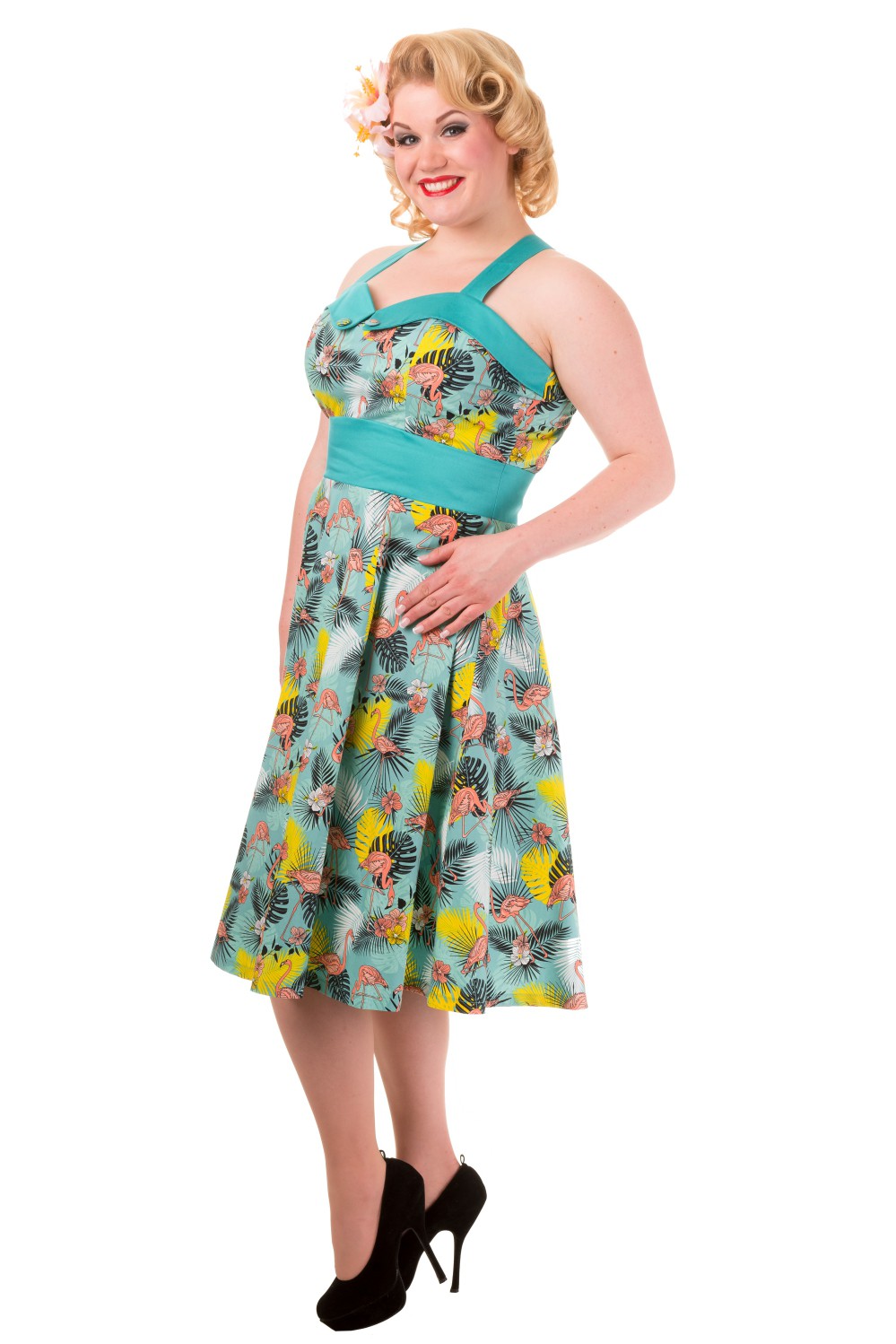 Banned Wanderlust Tropical Flamingo Rockabilly Dress