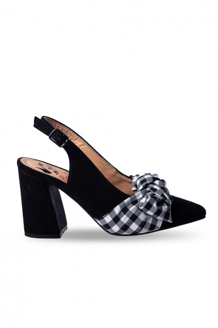 Banned Retro Yoora Black Gingham 60s Slingback Shoes