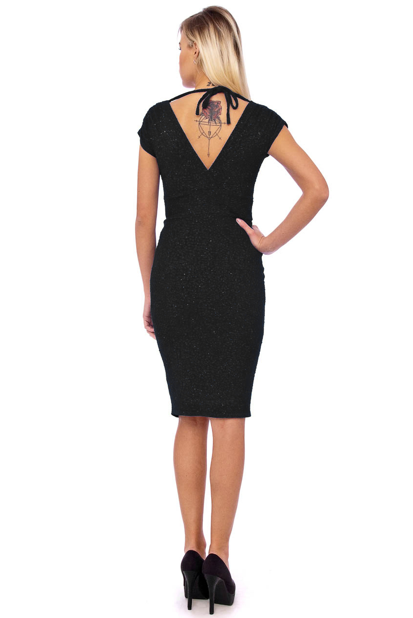 Vintage 50s Black Roxanna Glitter Wiggle Dress