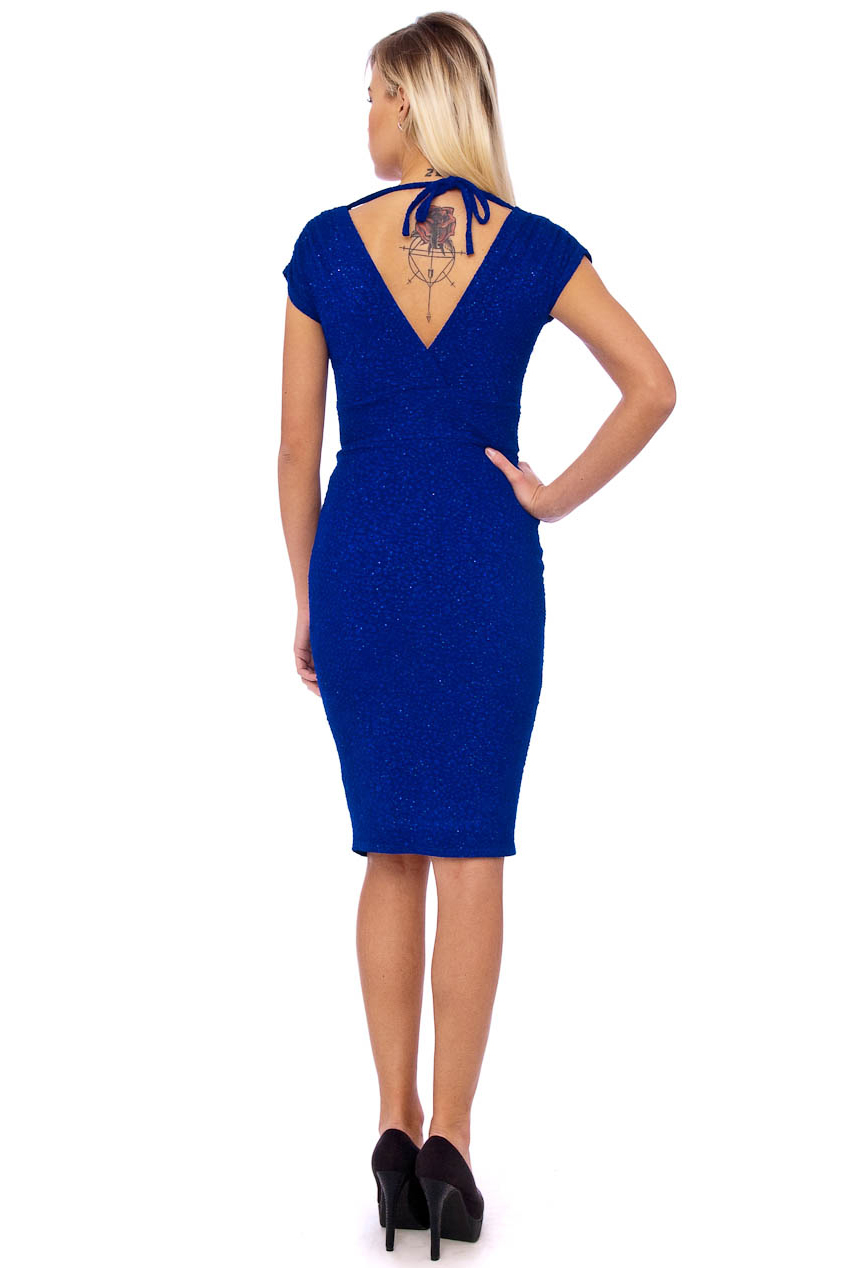 Vintage 50s Blue Roxanna Glitter Wiggle Dress