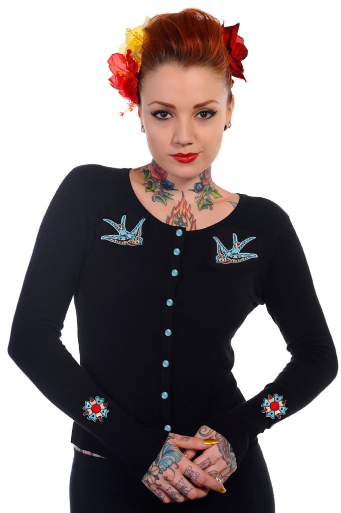 Blue Swallow 50s Rockabilly Emo Cardigan