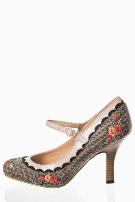 Dancing Days Mary Jane Tweed Black 50s Shoes