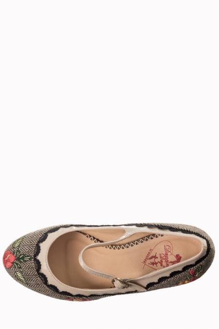 Dancing Days Mary Jane Tweed Black 50s Shoes