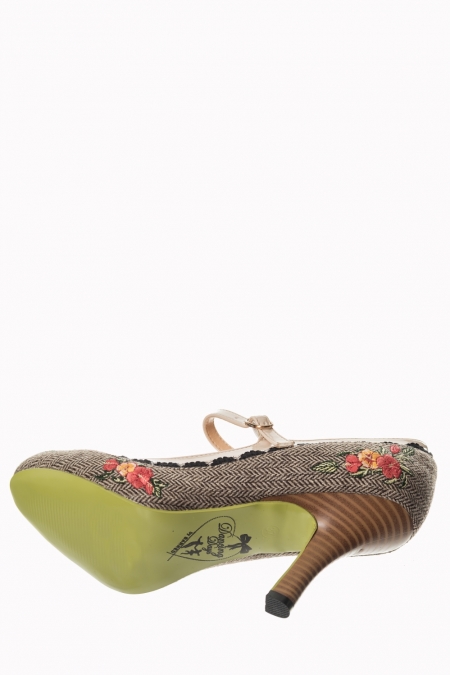 Dancing Days Mary Jane Tweed Black 50s Shoes