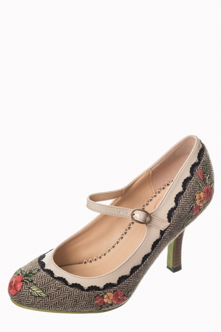 Dancing Days Mary Jane Tweed Black 50s Shoes