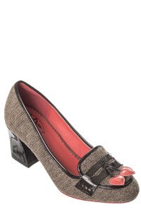 Dancing Days Lust For Life Brown Tweed 60s Loafer Shoes