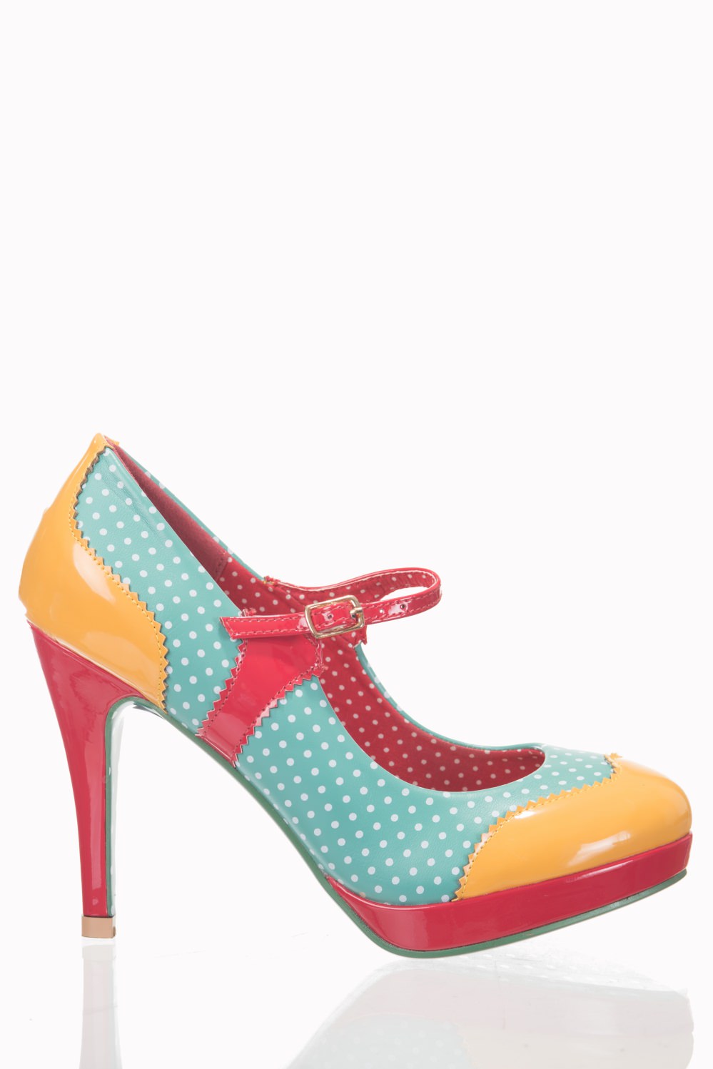 Dancing Days Mary Jane Amber Aqua 50s Polka Dot Shoes