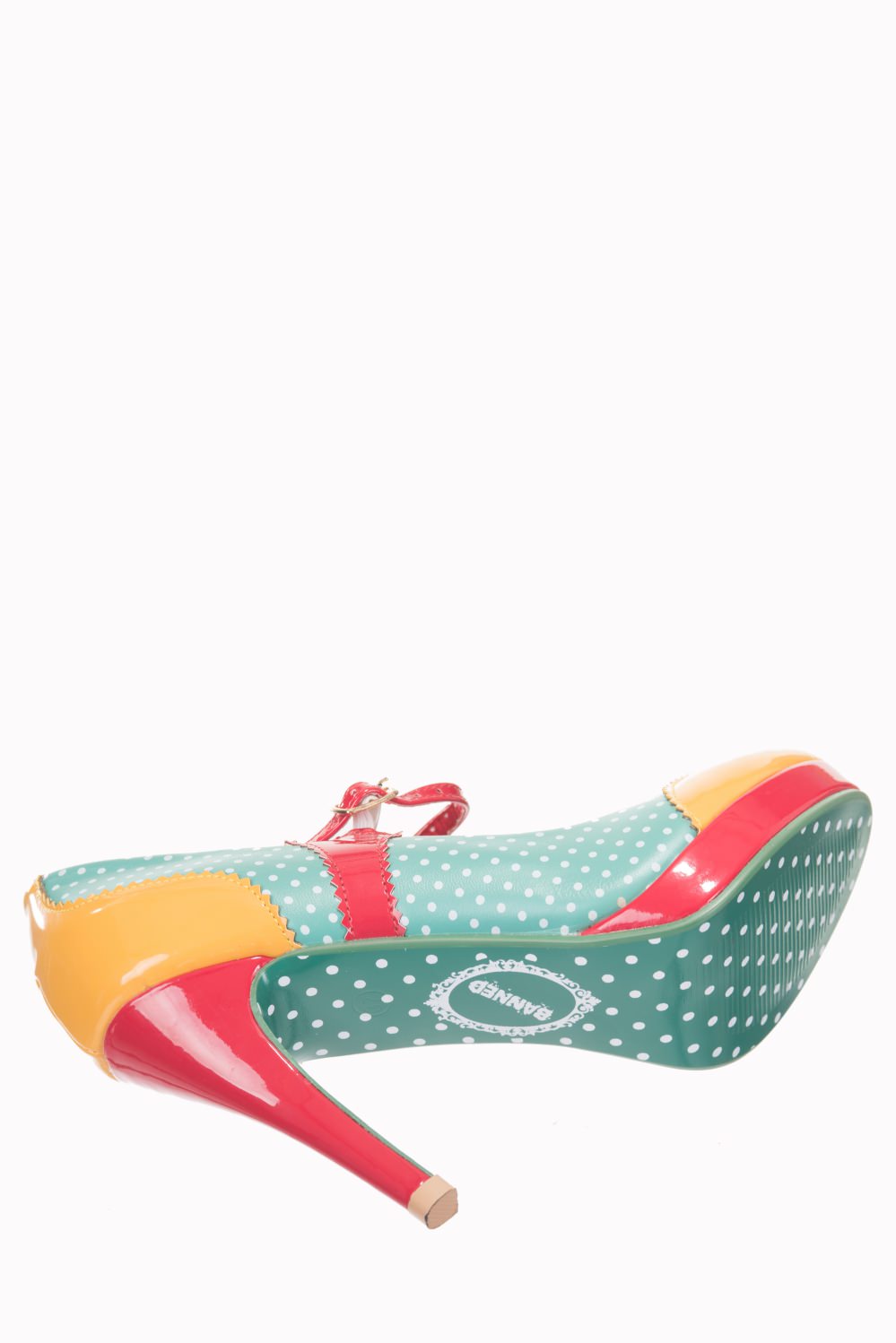 Dancing Days Mary Jane Amber Aqua 50s Polka Dot Shoes