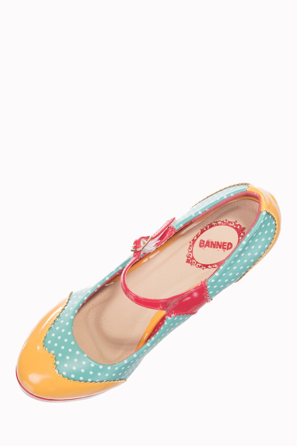 Dancing Days Mary Jane Amber Aqua 50s Polka Dot Shoes