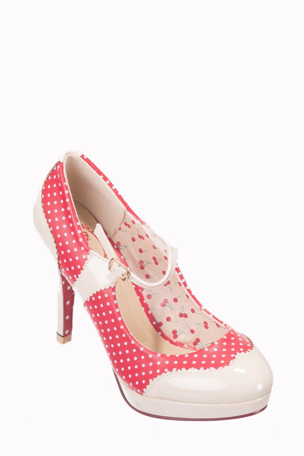 Dancing Days Mary Jane Red Nude 50s Polka Dot Shoes