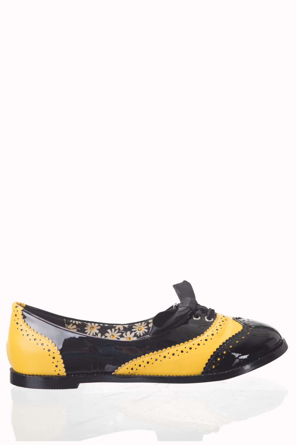 Dancing Days Milana 60s Brogue Black Yellow Shoes