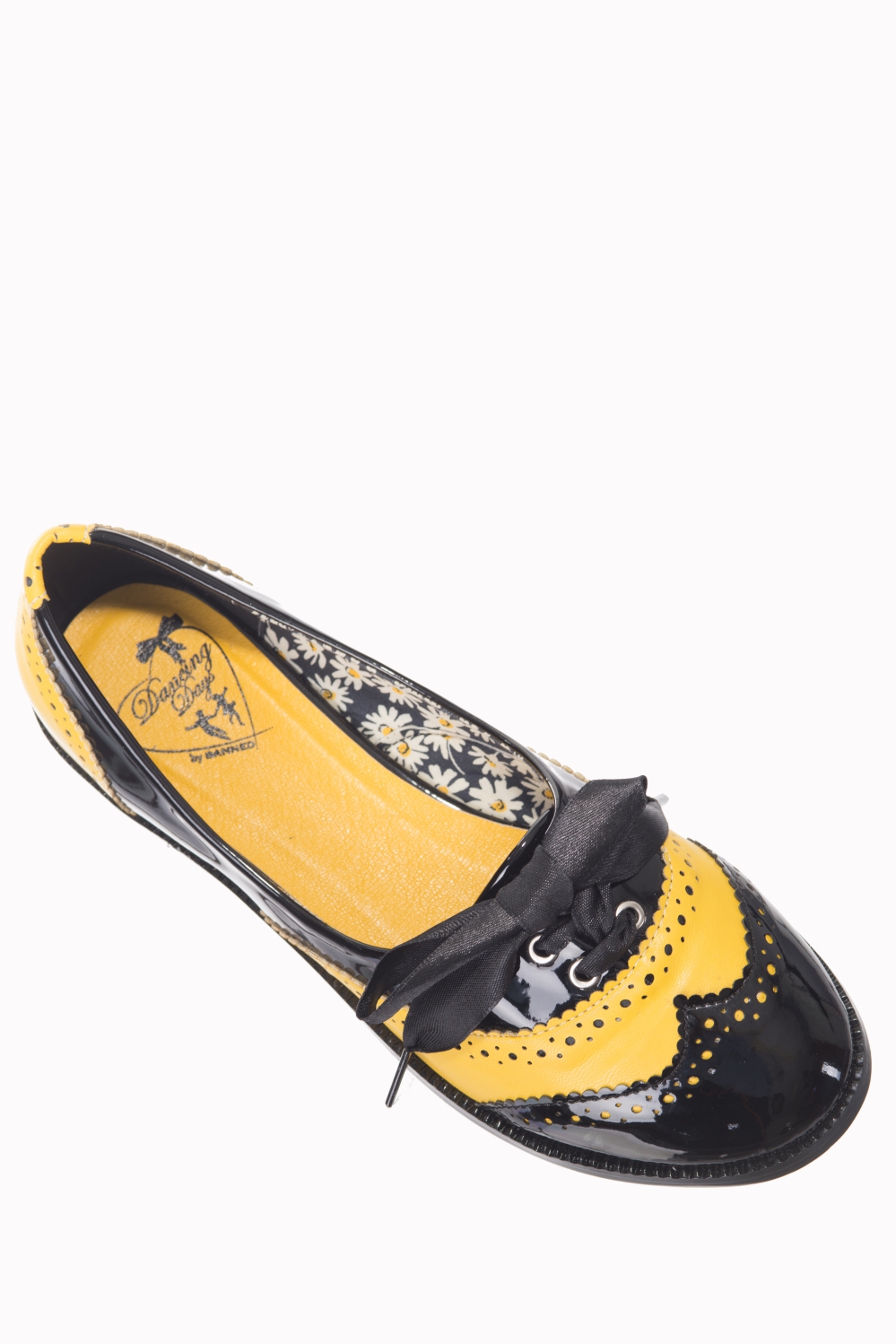 Dancing Days Milana 60s Brogue Black Yellow Shoes