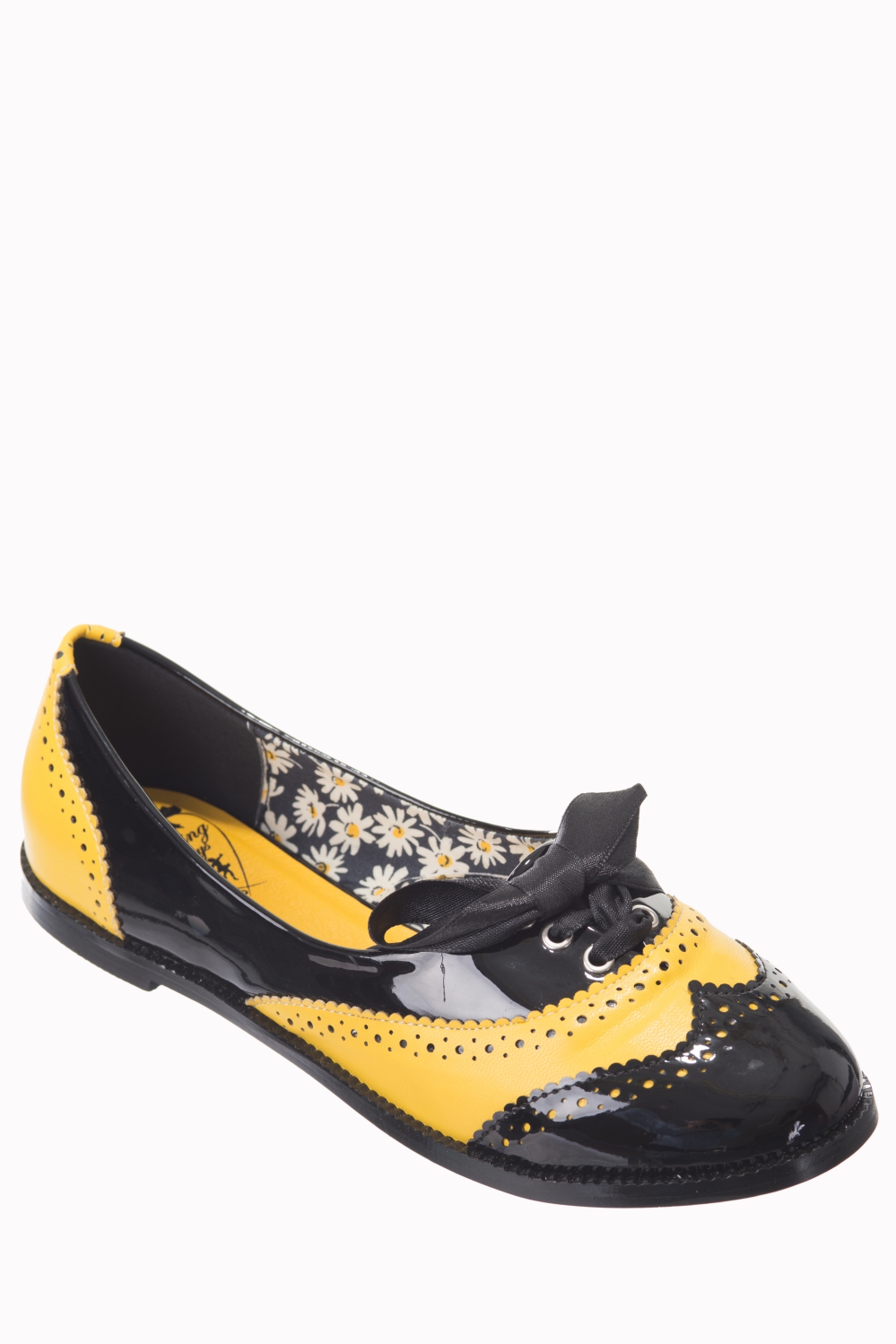 Dancing Days Milana 60s Brogue Black Yellow Shoes