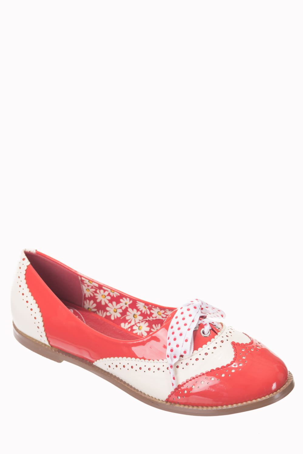 Dancing Days Milana 60s Brogue Red Cream Shoes