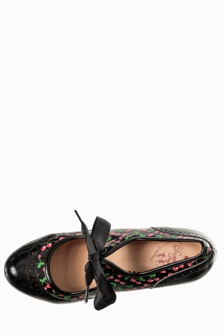 Dancing Days By Banned Cherry 50s Patent Black Shoes