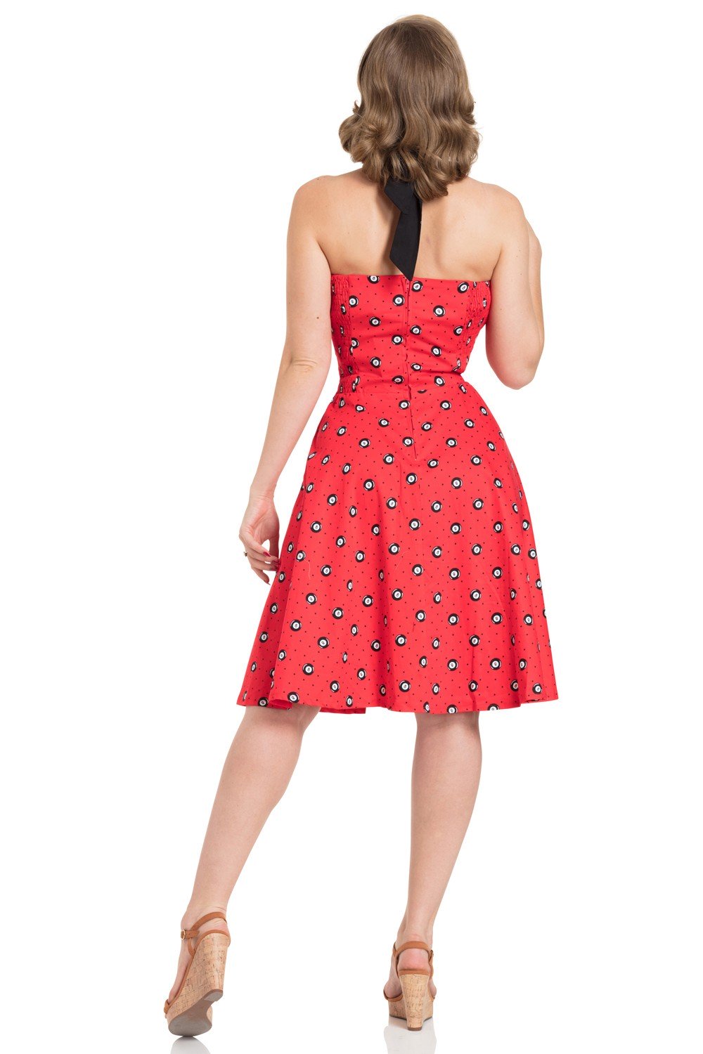 Eight Ball Red 50s Swing Dress