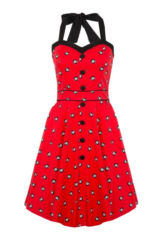 Eight Ball Red 50s Swing Dress