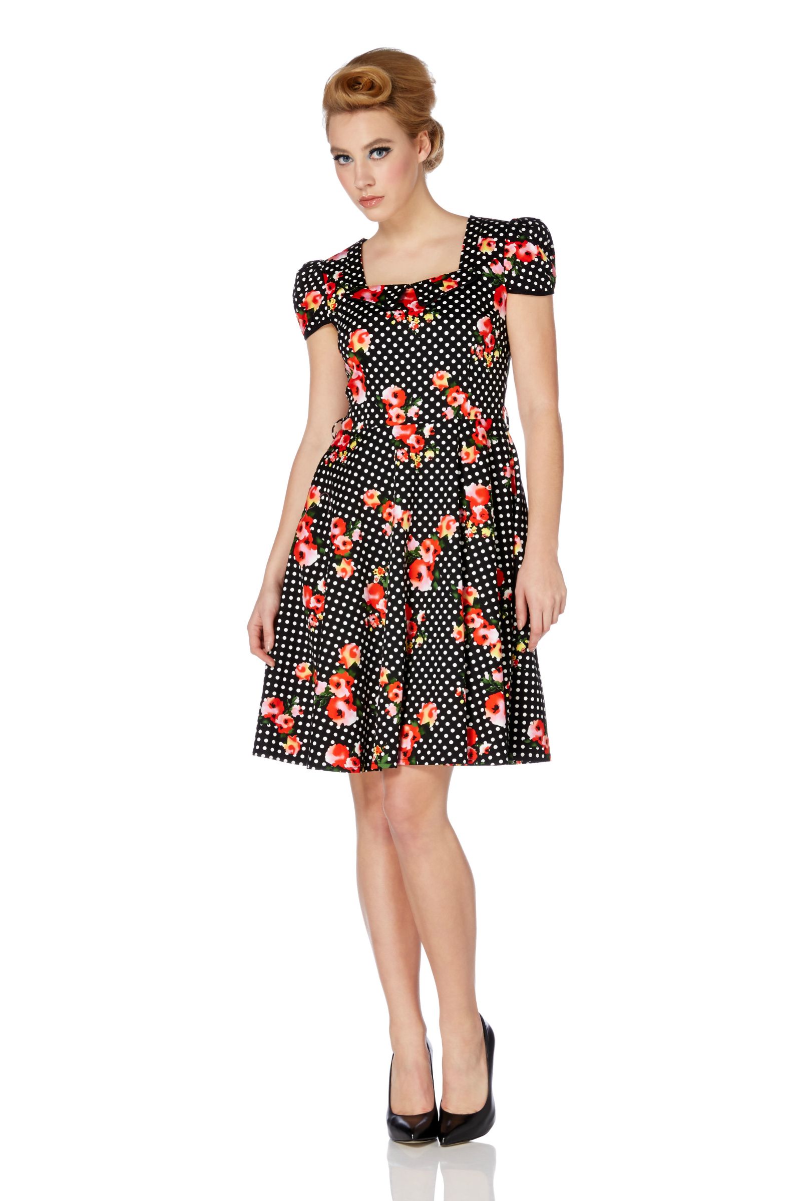 Voodoo Vixen Floral Polka Dot Dress