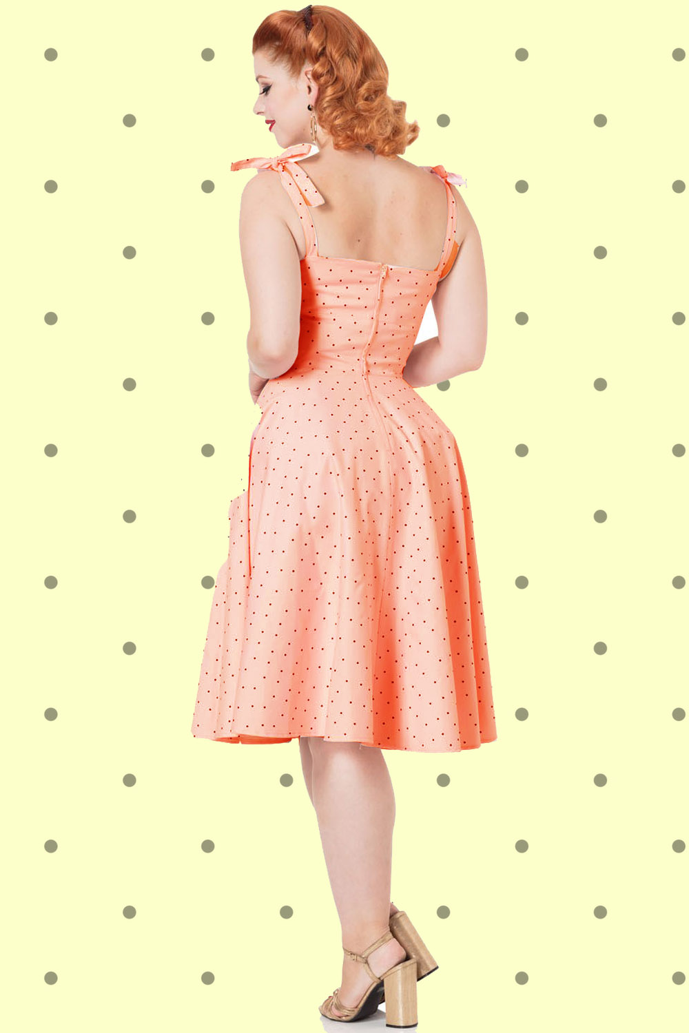 Vixen Hannah 50s Light Pink Polka Dot Dress