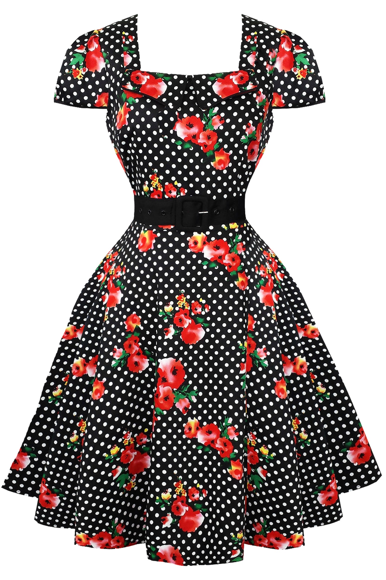 Voodoo Vixen Floral Polka Dot Dress