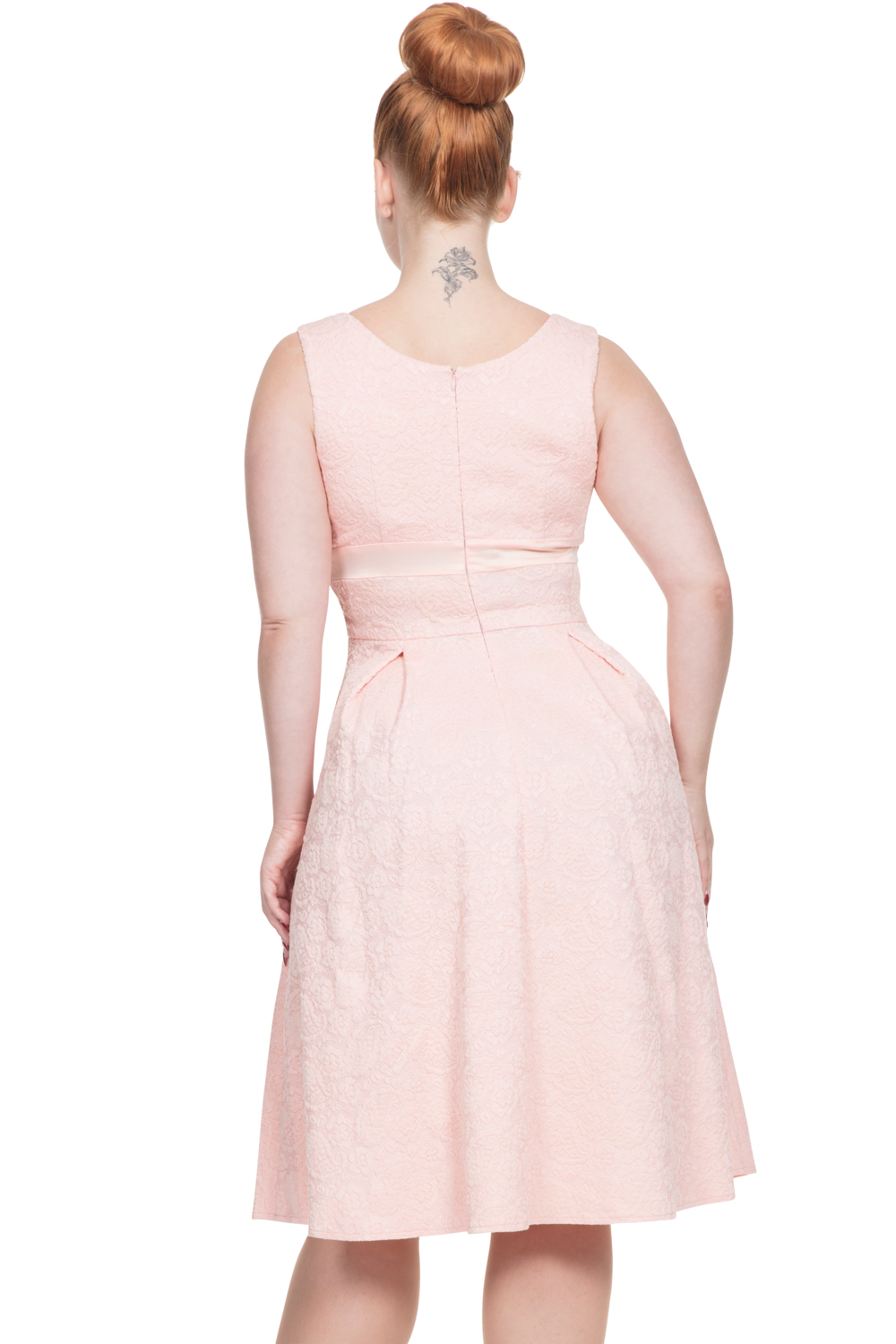 Voodoo Vixen Peach Pink Lauren 50s Lace Dress