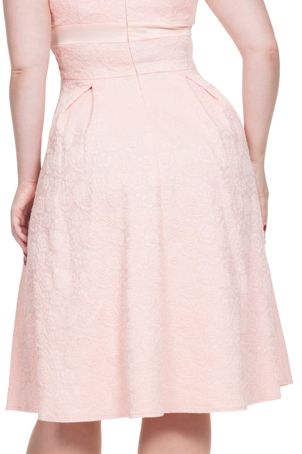 Voodoo Vixen Peach Pink Lauren 50s Lace Dress