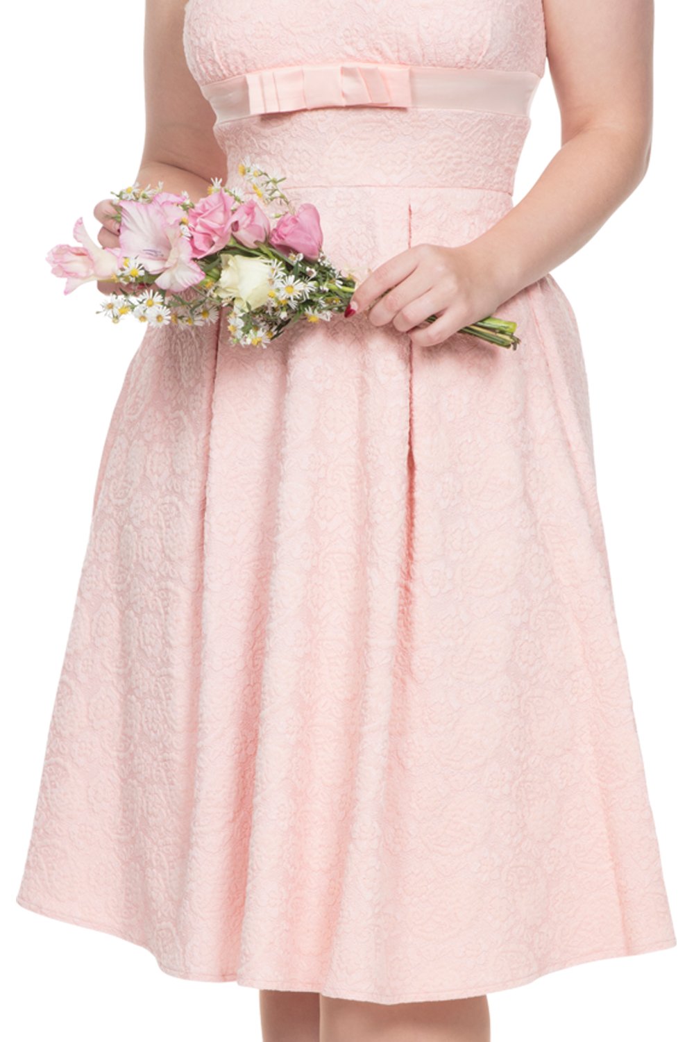 Voodoo Vixen Peach Pink Lauren 50s Lace Dress