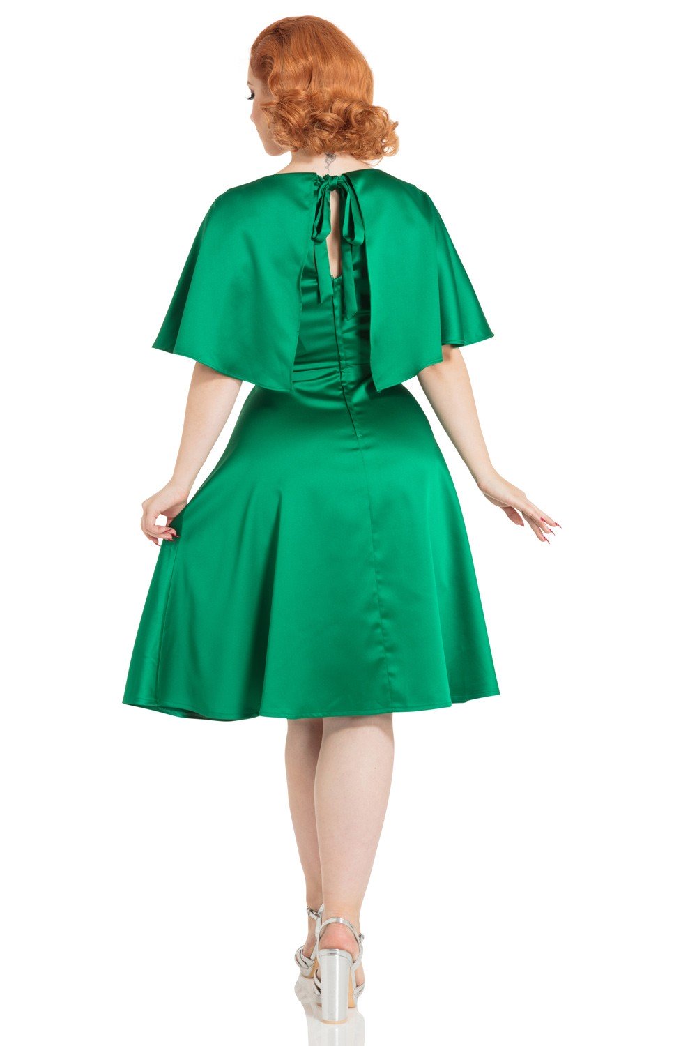 Vixen Mariah 1930s Cape Dress In Emerald