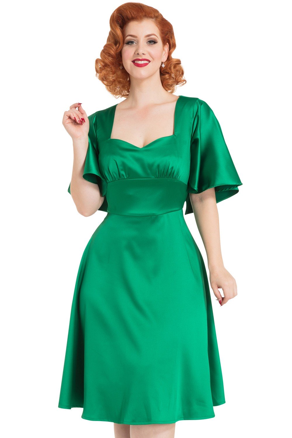 Vixen Mariah 1930s Cape Dress In Emerald