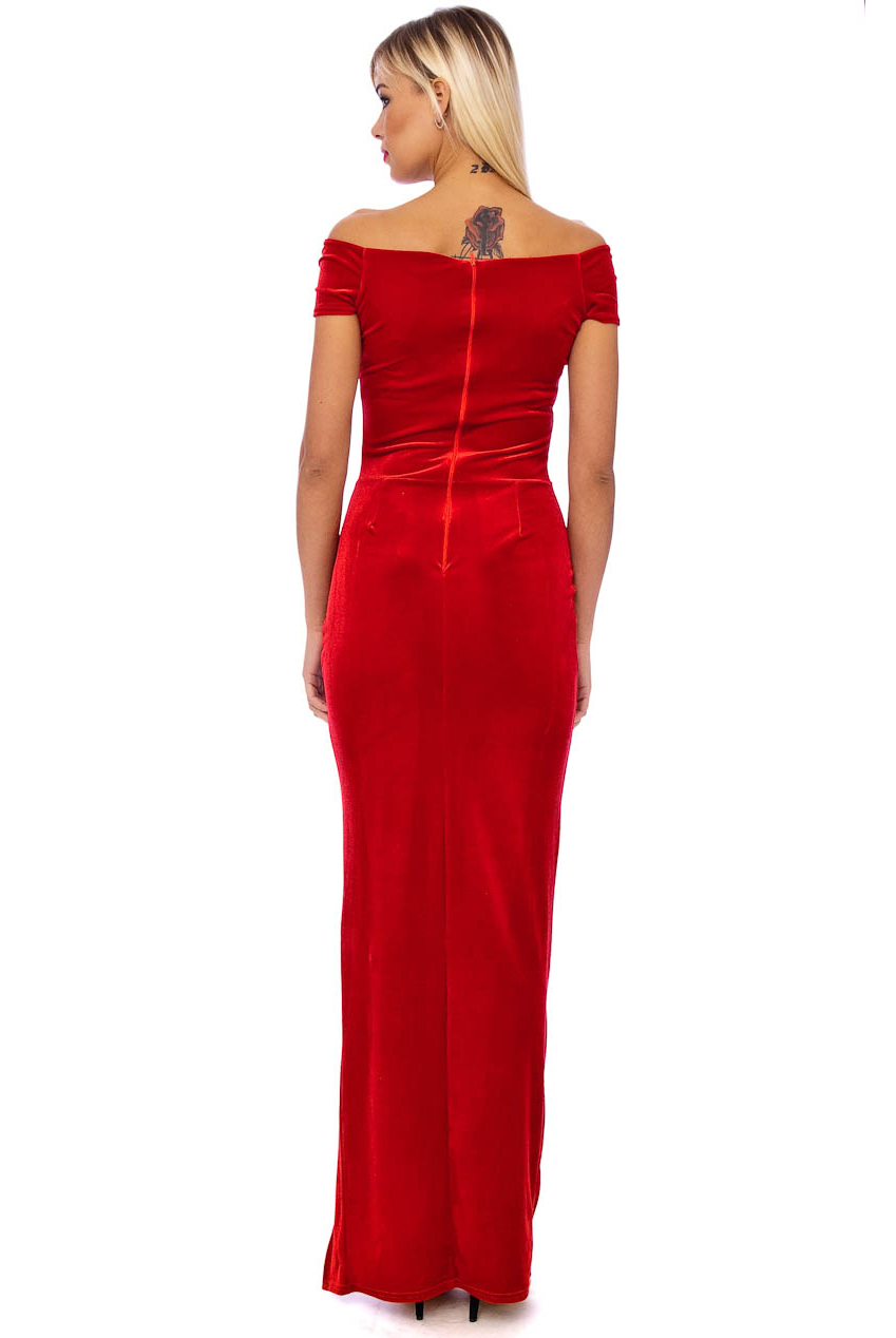 Vintage 50s Red Marilyn Velvet Wiggle Maxi Dress
