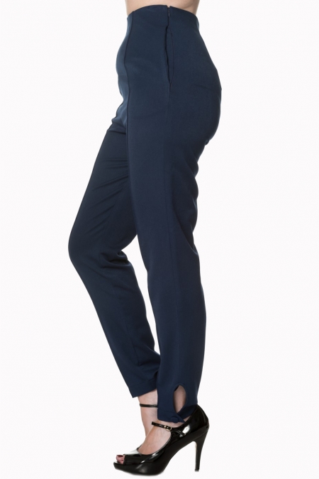 Banned Retro Tempting Fate Navy 50s Trousers