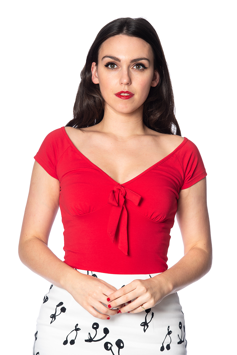 Banned Retro 50s Bow Wow Top In Red