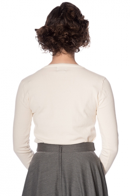50s Rocking Robin Cardigan In Ivory