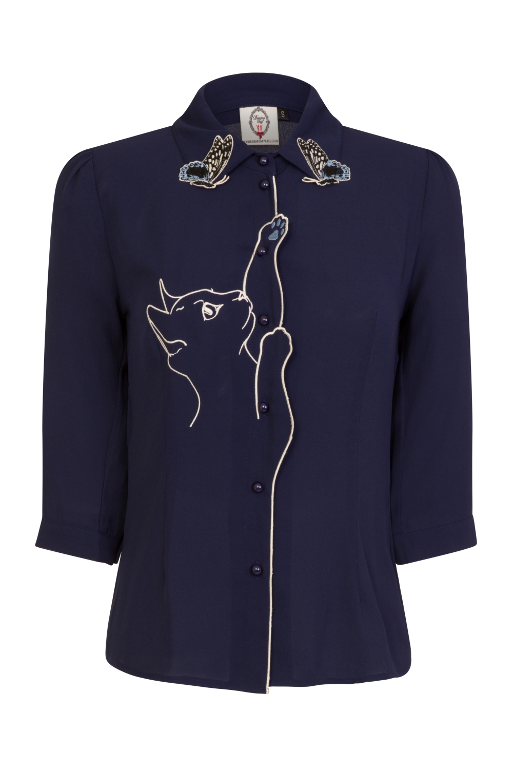 Banned Retro 60s Snowbird Blouse In Night Blue