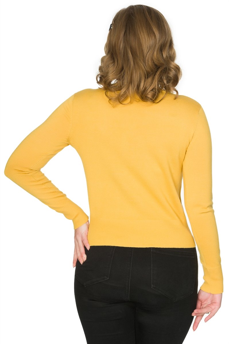 Timeless 50s Nina Retro Rockabilly Mustard Floral Cardigan