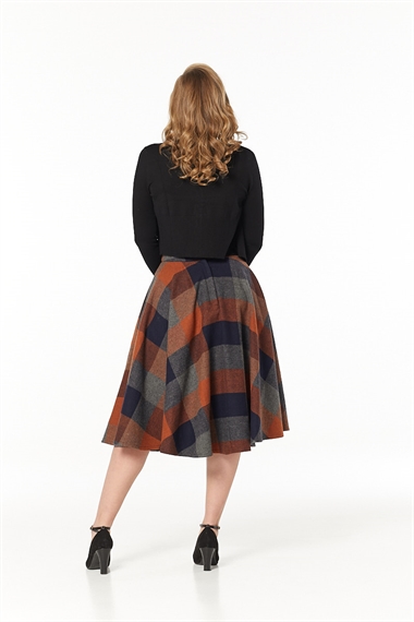 Timeless 40s Sophie Wool Rockabilly Check Rust Skirt