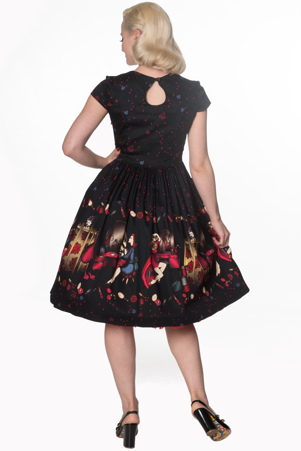 Dancing Days Black Vanity 50s Dress With Luxury Red Petticoat
