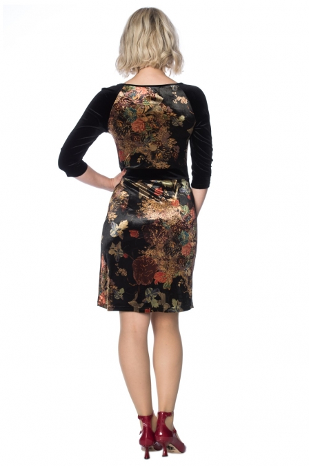 Velvet Autumn Floral Pencil Penelope Dress