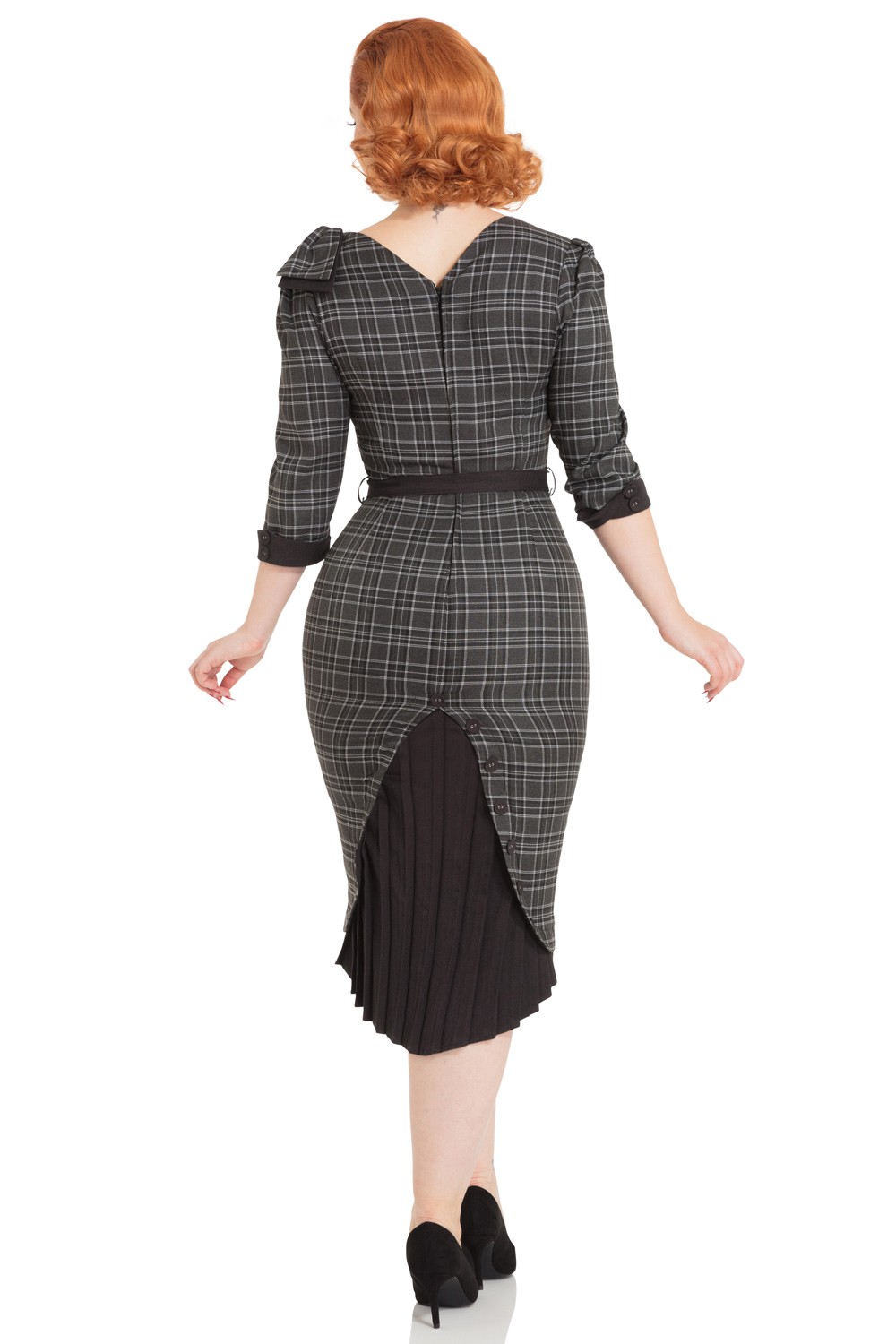 Vixen Veronica Tartan Grey Pencil Dress