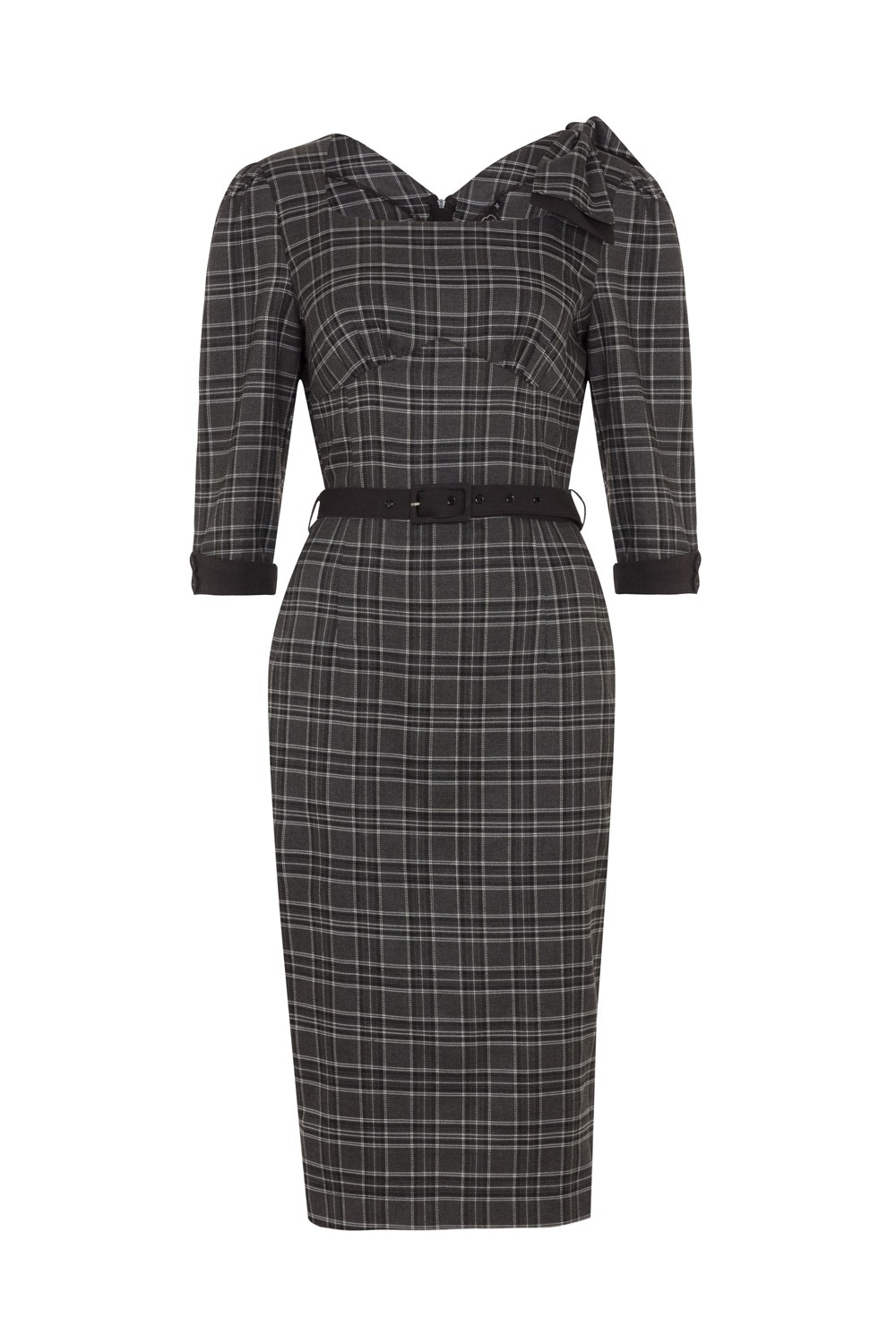Vixen Veronica Tartan Grey Pencil Dress