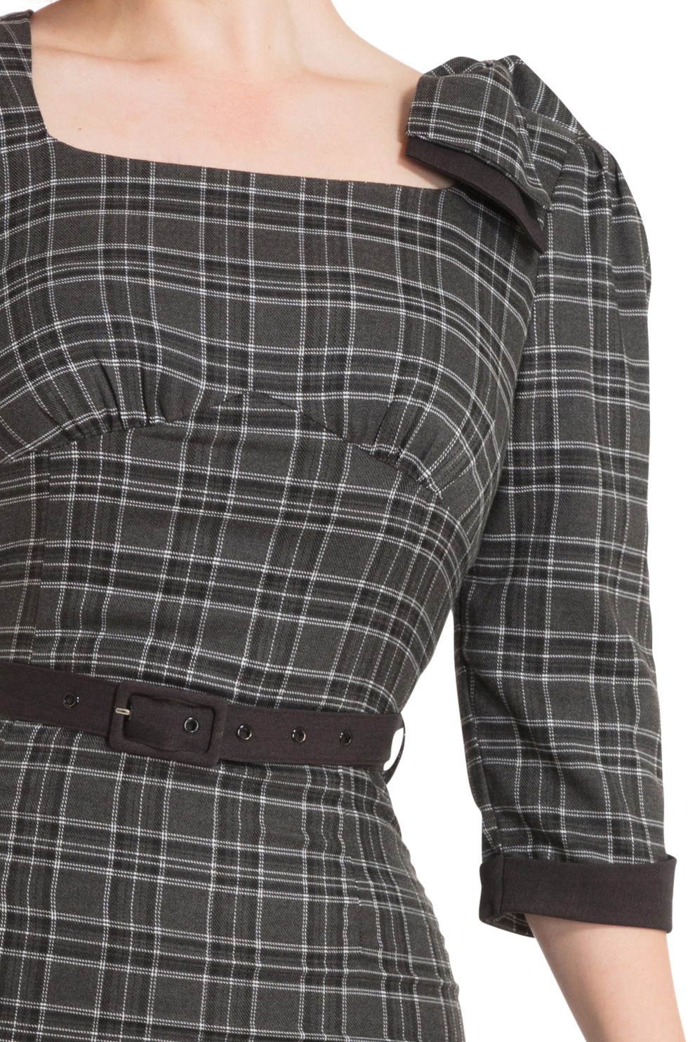 Vixen Veronica Tartan Grey Pencil Dress