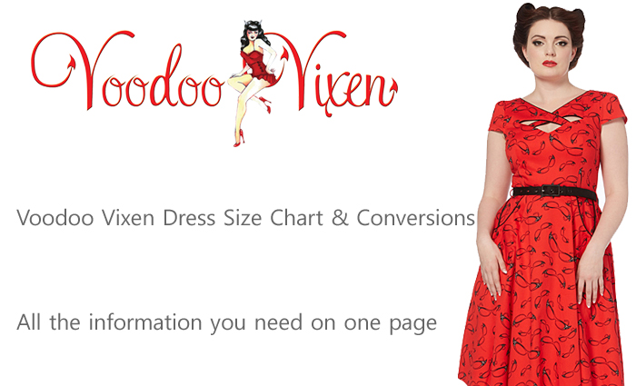 Voodoo Vixen Dress Size Chart