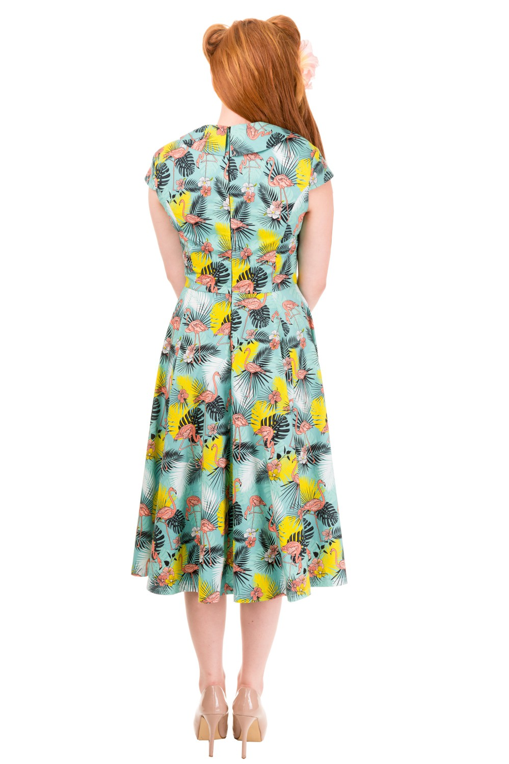 Banned Wanderlust Flamingo Rockabilly Shrug Prom Dress