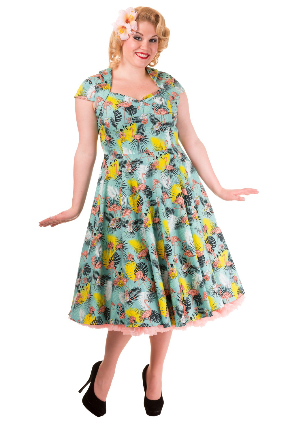 Banned Wanderlust Flamingo Rockabilly Shrug Plus Size Dress