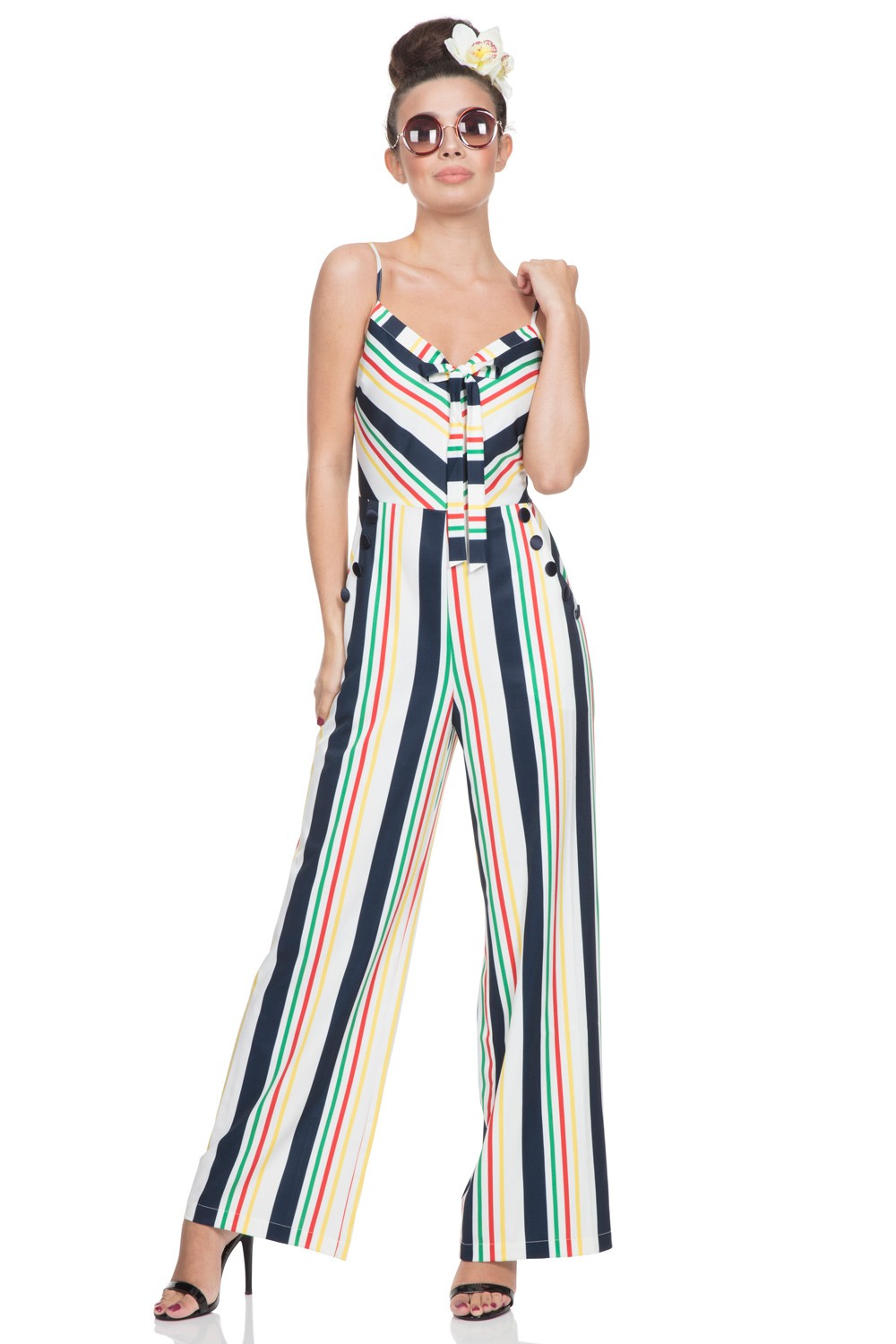 Voodoo Vixen Zara Stripe 70s Jumpsuit